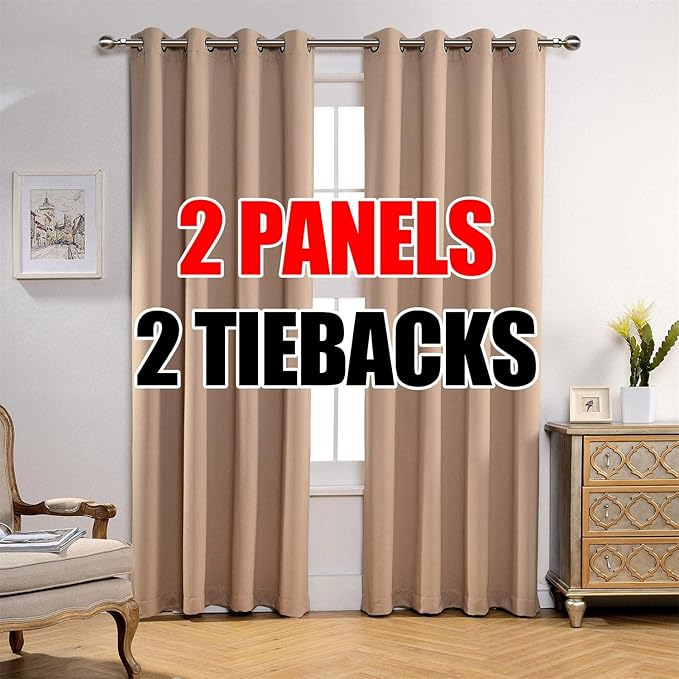 MIUCO Room Darkening Soild Grommet Blackout Curtains Panels