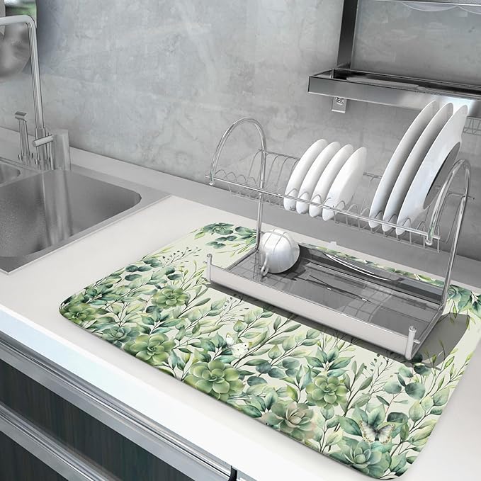 Giwawa Spring Summer Leaf Dish Drying Mat