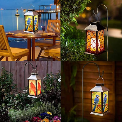 Solar Lanterns Outdoor Hanging Blue Jay Solar Lights Decorative for Garden Patio Porch and Tabletop PVC Waterproof LED Lantern (1pack)…