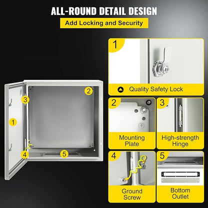 VEVOR NEMA Steel Enclosure, IP66 Waterproof & Dustproof, Outdoor/Indoor