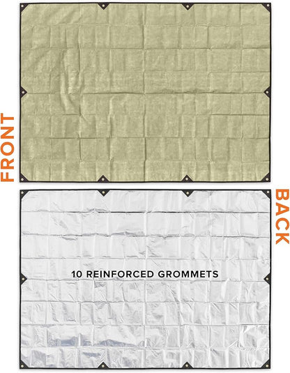 Arcturus XL Survival Tarp - Insulated Reflective Thermal Camping Tarp - 8.5' x 12' (Desert Tan)