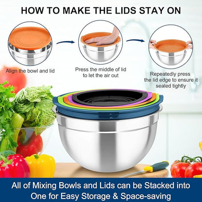 TeamFar Mixing Bowls with Lids,