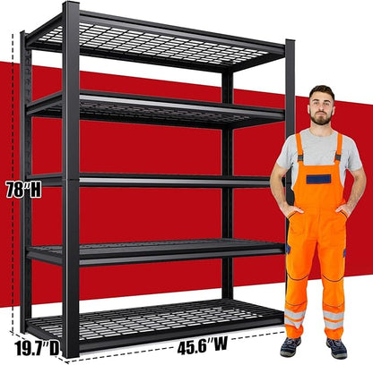 Set of 3 Garage Shelving-3000 lbs 5 Tier Storage Shelves, Adjustable Heavy Duty
