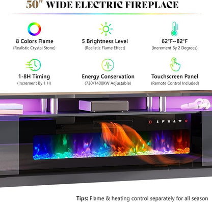 AMERLIFE 90" 2 Tier Fireplace TV Stand
