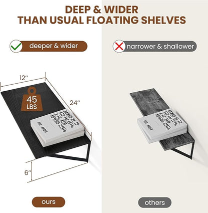 Heimlove Black Deep Floating Shelves