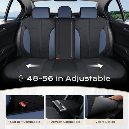 Coverado Seat Cover, Car Seat Cover Rear Seats, 3D Air Mesh Breathable Seat Protectors Sports Carbon Fiber Design Airbag Compatible Comfort Universal for Most Cars, Van,Trucks, SUV, Black&Blue