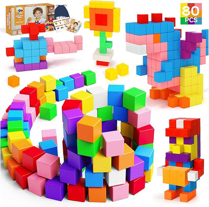 80PCS Magnetic Blocks, Magnetic Building Blocks