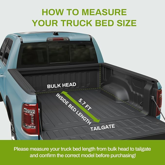 AUTOSAVER88 Soft Quad-fold Truck Bed Tonneau Cover Compatible with 2009-2026 Dodge Ram 1500 (Classic & New) 5.7ft Bed Without Rambox