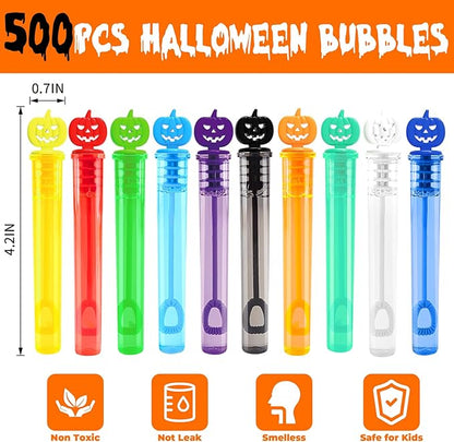 500PCS Halloween Party Favor, Halloween Bubble Wands for Kids, Halloween Trick or Treat Toys, Goodies Bag Fillers, Pinata Fillers, Mini Bubble Wands for Party Supplies
