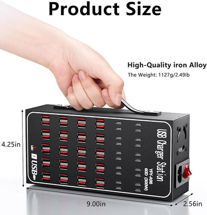 300W USB Charging Station, 60 Port USB C Charger Block, USB Charger hub