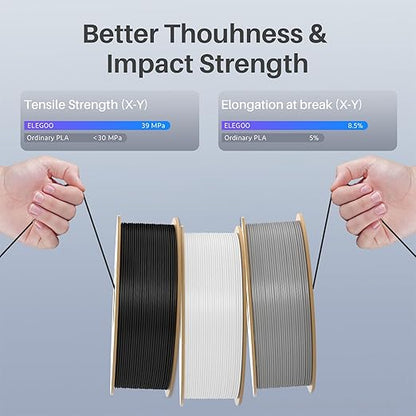 ELEGOO Rapid PLA Plus Filament 1.75mm Bundle 4KG, PLA+ 3D Printer Filament