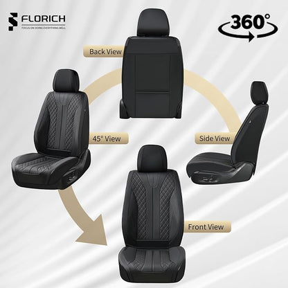 FLORICH Leather Automotive Seat Covers, Waterproof Seat Covers, Black Front Car Seat Cover, Full Coverage Car Seat Covers 2 Pack Car Seat Cushion Protector Universal Fit for Most Cars SUV Trucks