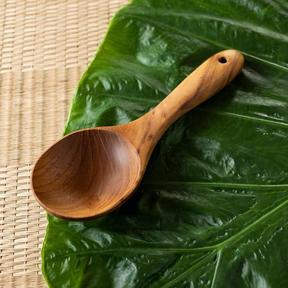 FAAY Short Handle Ladle, Eco Friendly Wooden Kitchen Tool, Hand Carved Unique