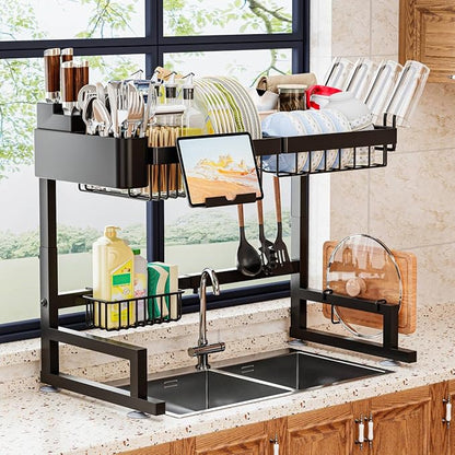 ilvvan Over Sink Dish Drying Rack Snap-On Design Large Dish Drainer Storage