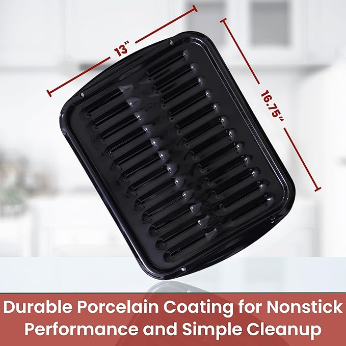 Broiler Pan for Oven Nonstick 16.75” x 13” Porcelain Nonstick Coated