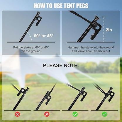 Goldlife Pond Fountain Aerator Fixing Accessories - 2×Metal Ground Stakes with 2×101ft Braided Nylon Rope, Heavy Duty Tent Stake Pegs and Paracord For Camping Tent, Canopies, Carport, Fountain Aerator