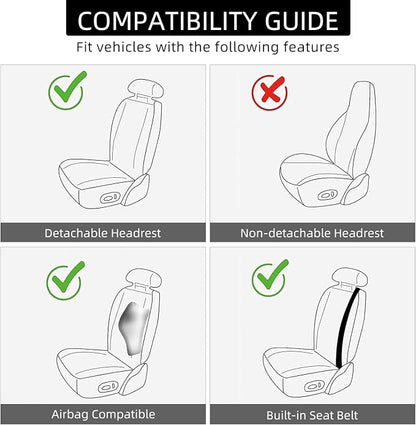 BEITK 2 Pack Leather Front Seat Covers, Universal Sideless Car Seat Protectors, Waterproof Automotive Seat Cover for Most Cars Trucks SUV(Black)