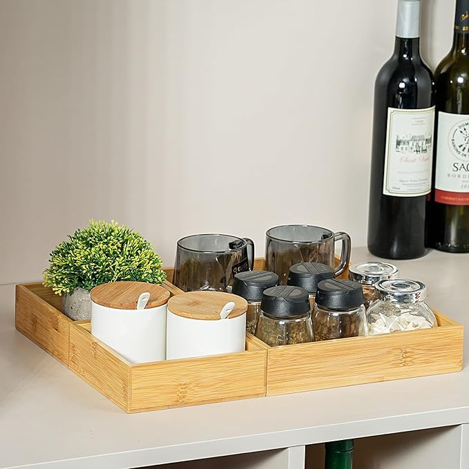 Fabsome Drawer Organizer, Small Wooden Container Tray