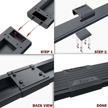 APS (Stainless Steel Black 5 inches Wheel to Wheel) Running Boards Nerf Bars Steps Compatible with Chevy Silverado GMC Sierra 1500 2500 1999-2013 Double Cab 6.5ft Bed & 2500HD 3500 2001-2014