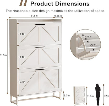 EOYUTLLY Shoe Cabinet Storage for Entryway, Narrow Shoe Rack