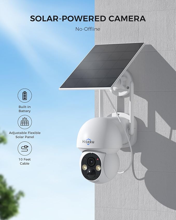 Hiseeu Solar Camera Wireless Outdoor, Home Security Camera System, 2.4G & 5G