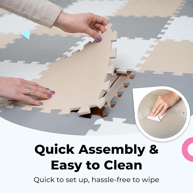 MioTetto Baby Play Mat, Soft Foam Floor Tiles for Kids. Adjustable Interlocking Foam Tiles, Fits with 50x50 Playpen Baby mat for Crawling & Development, Safe & Non-Toxic Playmat for Babies 6-12 Months