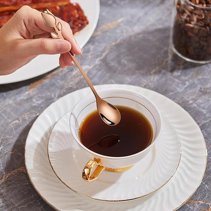 Rose Gold Tulip/Rose Handle 12-Pcs Mini Coffee Spoons Set