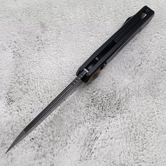 Push Button Lock Knife, Tactical Speedsafe Assisted EDC Folding Knife, Black Stonewashed Reverse Tanto Blade Aluminum Handle Outdoor Hunting Camping Knives With Reversible Deep Carry Pocket Clip For Men