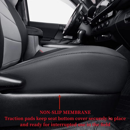 coverdream Tacoma Seat Covers Custom Fit for 2005-2011 Toyota Tacoma Double Cab/Crew Cab(TRD Sport Seats),Fully Covered Waterproof Faux Leather Truck Seat Protector-Full Set(Black/Gray)