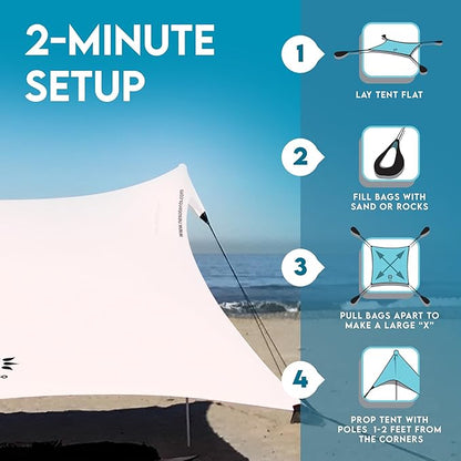 Neso Gigante - Portable Beach Tent - Ideal to Enjoy with Family and Friends - UPF 50+, Water-Resistant, and Lightweight - White, 11' x 11'