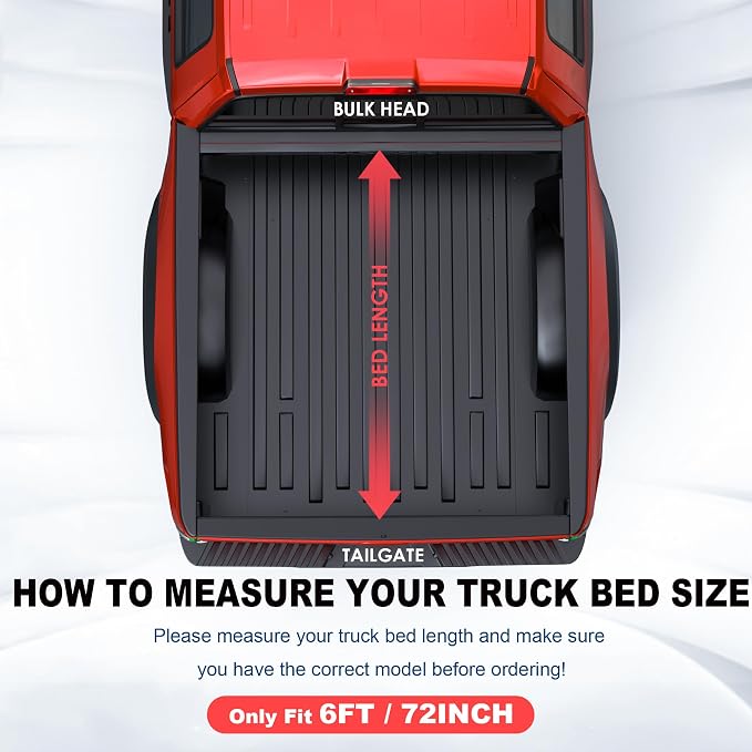 MOSTPLUS 6FT FRP Tri Fold Hard Truck Bed Tonneau Cover Compatible for 2005-2026 Nissan Frontier 3 Folding Fleetside Fiberglass 3 Folding Bed Cover 72Inch