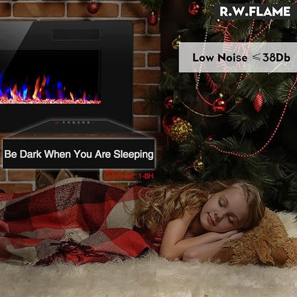 R.W.FLAME 30 inch Recessed and Wall Mounted Electric Fireplace, Low Noise