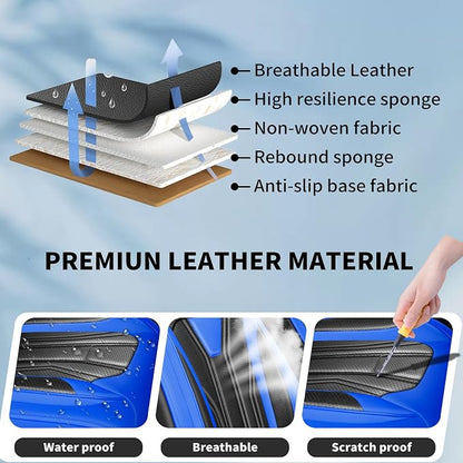 Fit Wagoneer Car Seat Covers for Jeep Wagoneer 2022-2025 2026 -Full Set Premium Leather, Waterproof & Breathable，All-Weather Seat Cushion Protecto & Airbag Compatible, 2 Front Seat Blue&Black