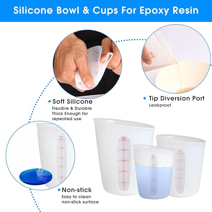 ZUYEE 3 PCS Silicone Measuring Cups Flexible Melting Measure Cups