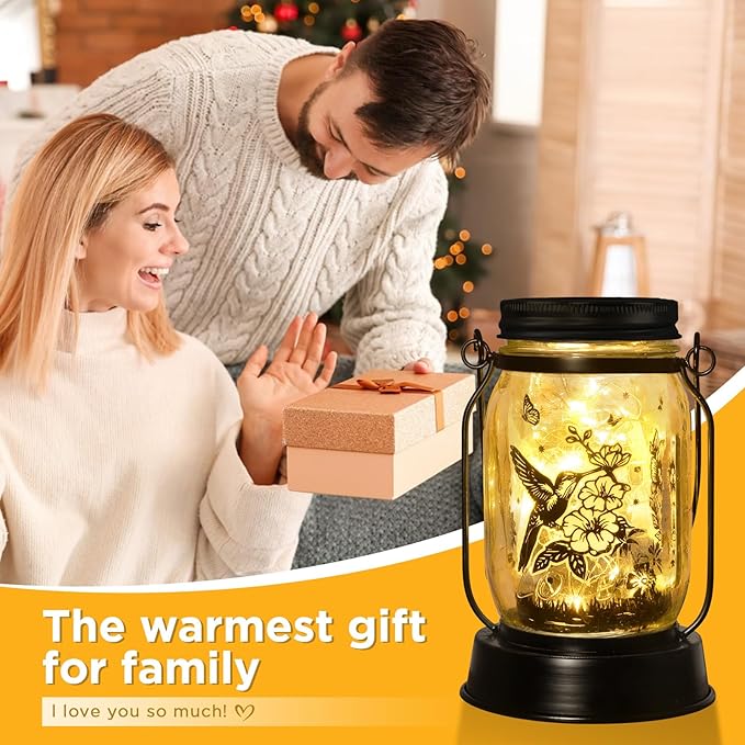 Hummingbird Solar Lantern Outdoor Garden Decor, Gifts for Women Mom Gradma Birthday Gifts, Hanging Solar Light Lawn Ornaments Home Decoration Outside for Yard, Patio,Backyard,Porch, Pathway Torch
