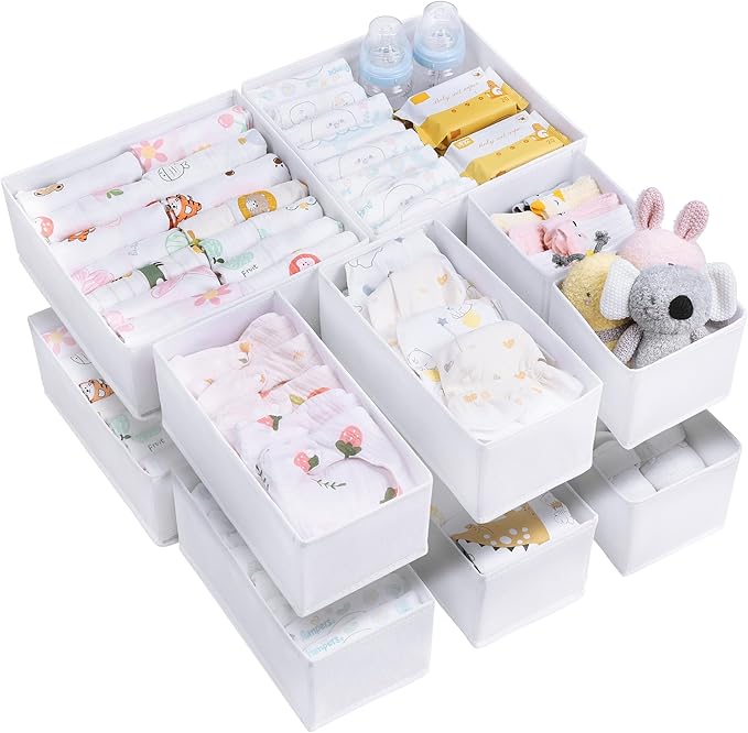 Vtopmart 12 Pack Baby Clothes Organizer, Dresser Drawer Organizer