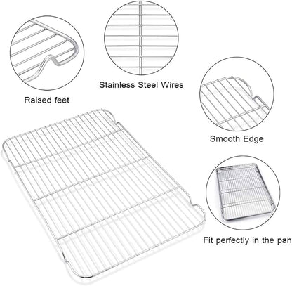 TeamFar Baking Sheet with Cooling Rack, Stainless Steel Half Size Cookie Sheet