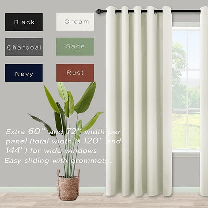 KOUFALL Cream Curtains for Living Room, 84 Inches Long Room Darkening Extra 72