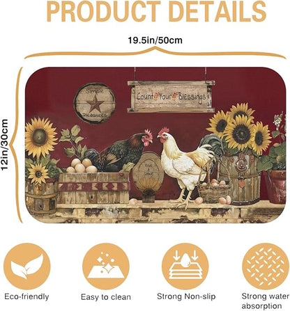 Kitchen Countertop Dish Drying Mat, Super Absorbent Coffee Bar Mat