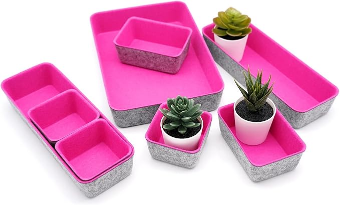Welaxy Desk Drawer Organizer Tray Set, 8-Piece Office Drawer Organizers