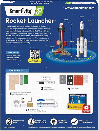 Smartivity Rocket Launcher STEM Kit for Kids 6, 7, 8, 9, 10, 11, 12 Years Old | Build Your Own Rocket and Launcher | Christmas, Birthday Gift for Smart Kids | DIY Science Toy for Boys & Girls