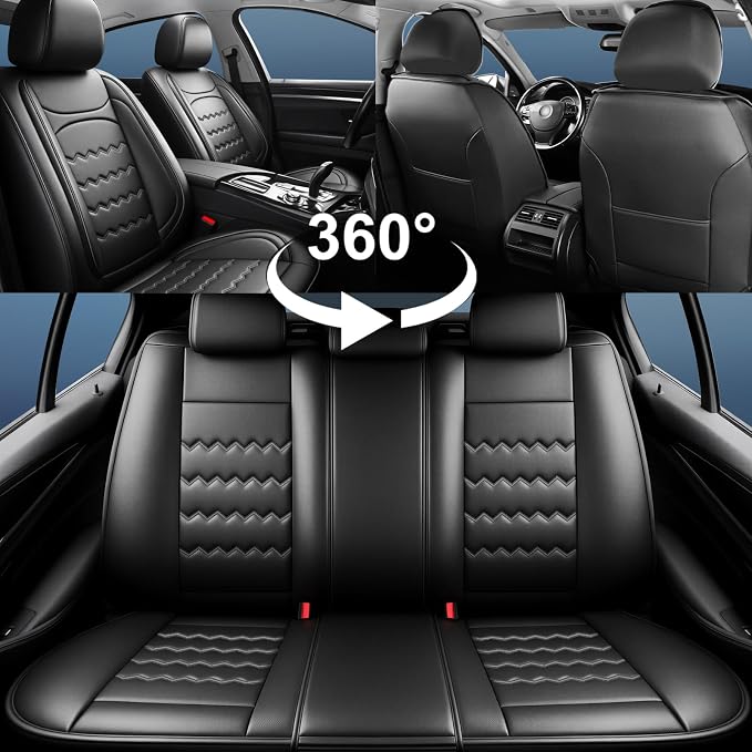 Explorer Car Seat Covers Custom Fit for Ford Explorer 2004-2025 2026 Full Coverage Leather Waterproof Breathable Seat Covers, Automotive Seat Protectors, Airbag Compatible(2 Front Seats, Black)