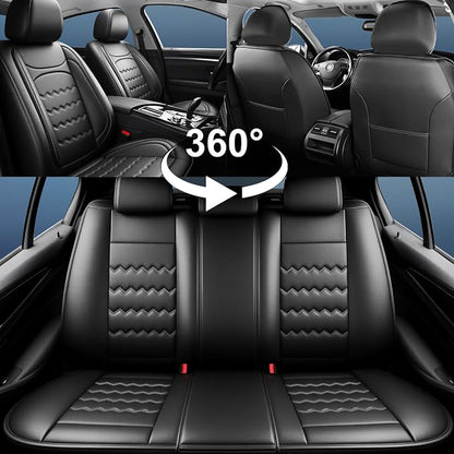 Explorer Car Seat Covers Custom Fit for Ford Explorer 2004-2025 2026 Full Coverage Leather Waterproof Breathable Seat Covers, Automotive Seat Protectors, Airbag Compatible(2 Front Seats, Black)