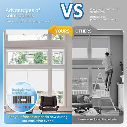 DENFOON Motorized Blinds with Remote, Thermal Electric Blinds【Solar Panel】
