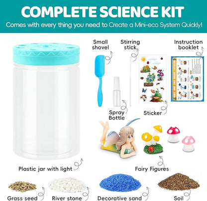 Light Up Terrarium Kit for Kids,Fairy Gardening Kit for Boys and Girls,Creative Educational Gardening Toy,Arts and Crafts Activity Kits,Birthday Gifts for Ages 4 5 6 7 8-12