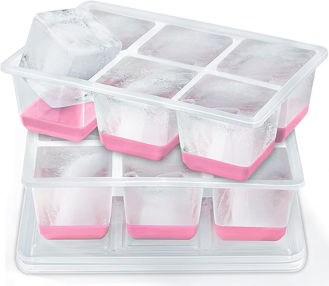 Ice Cube Trays 2 Pack, JRISBO Large Silicone Ice Cube Molds
