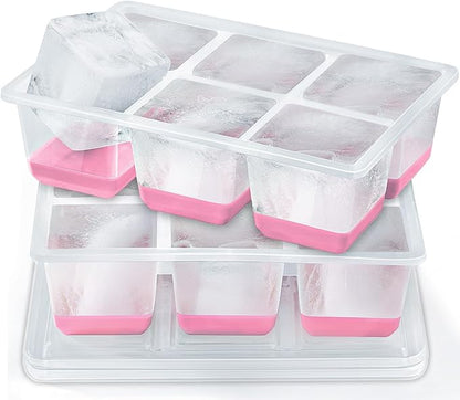 Ice Cube Trays 2 Pack, JRISBO Large Silicone Ice Cube Molds
