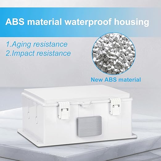 Outdoor Waterproof Electrical Junction Box, ABS Water Resistant Enclosure