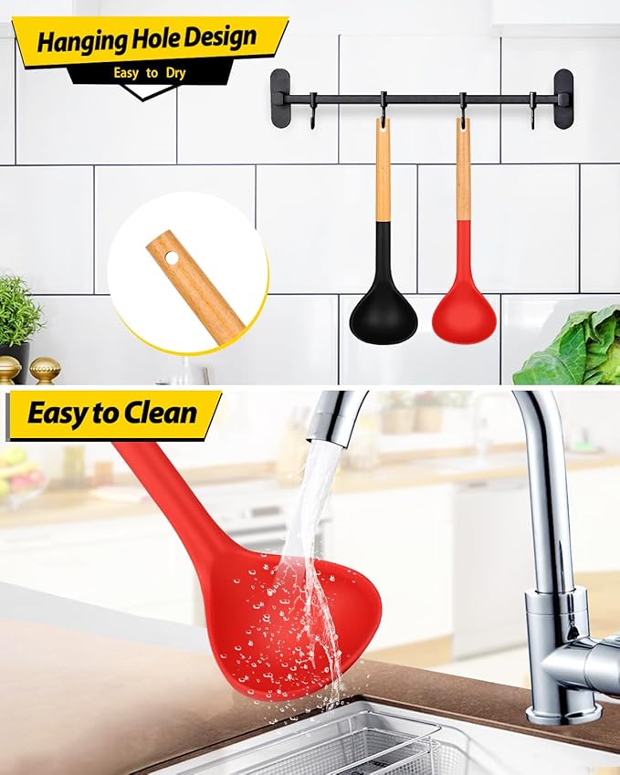 Pack of 2 Soup Ladle, Silicone Ladle Spoon