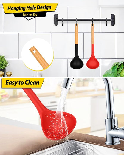 Pack of 2 Soup Ladle, Silicone Ladle Spoon